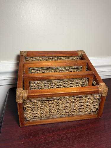 Vintage wood woven seagrass - wood,