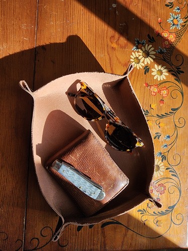 Handmade leather valet tray - leather,
