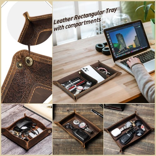 Leather valet tray desk - leather,